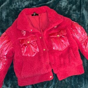 Puffy jacket hot pink color size medium
